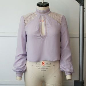Lilac Lace and Lattice Trim Blouse w/ Tags!